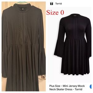 Torrid Black Mock Neck Dress with Lace Detail